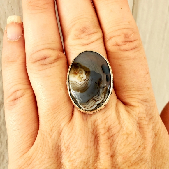 New Botswana Agate 925 Silver Ring. - Picture 7 of 8